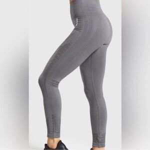 Gymshark Energy Seamless Leggings Grey Color High-Waisted with Pattern Details